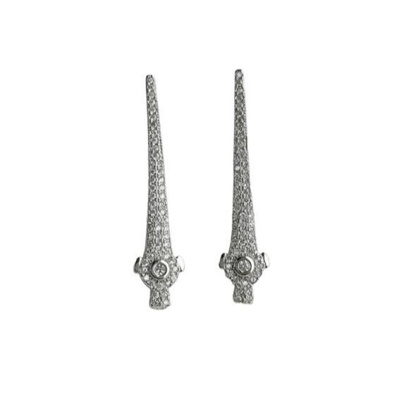 ART DECO sterling silver cz long  earrings 🆕 - Picture 1 of 7
